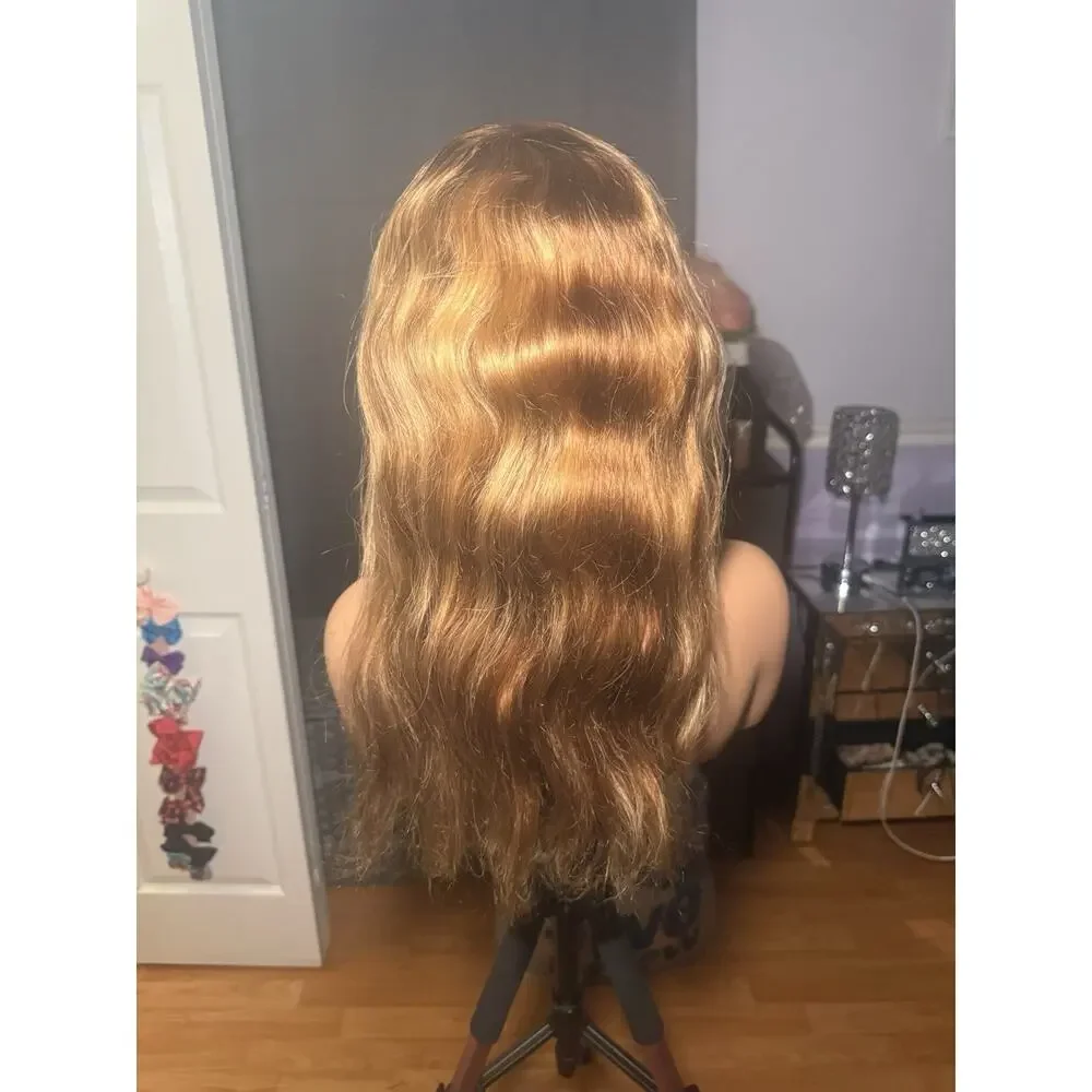 Human Hair 4x4 Lace Closure Wig – Brown with Blonde Highlights